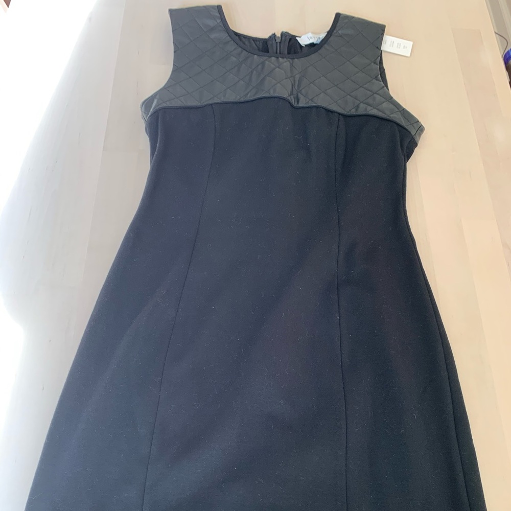 A designer faux leather dress